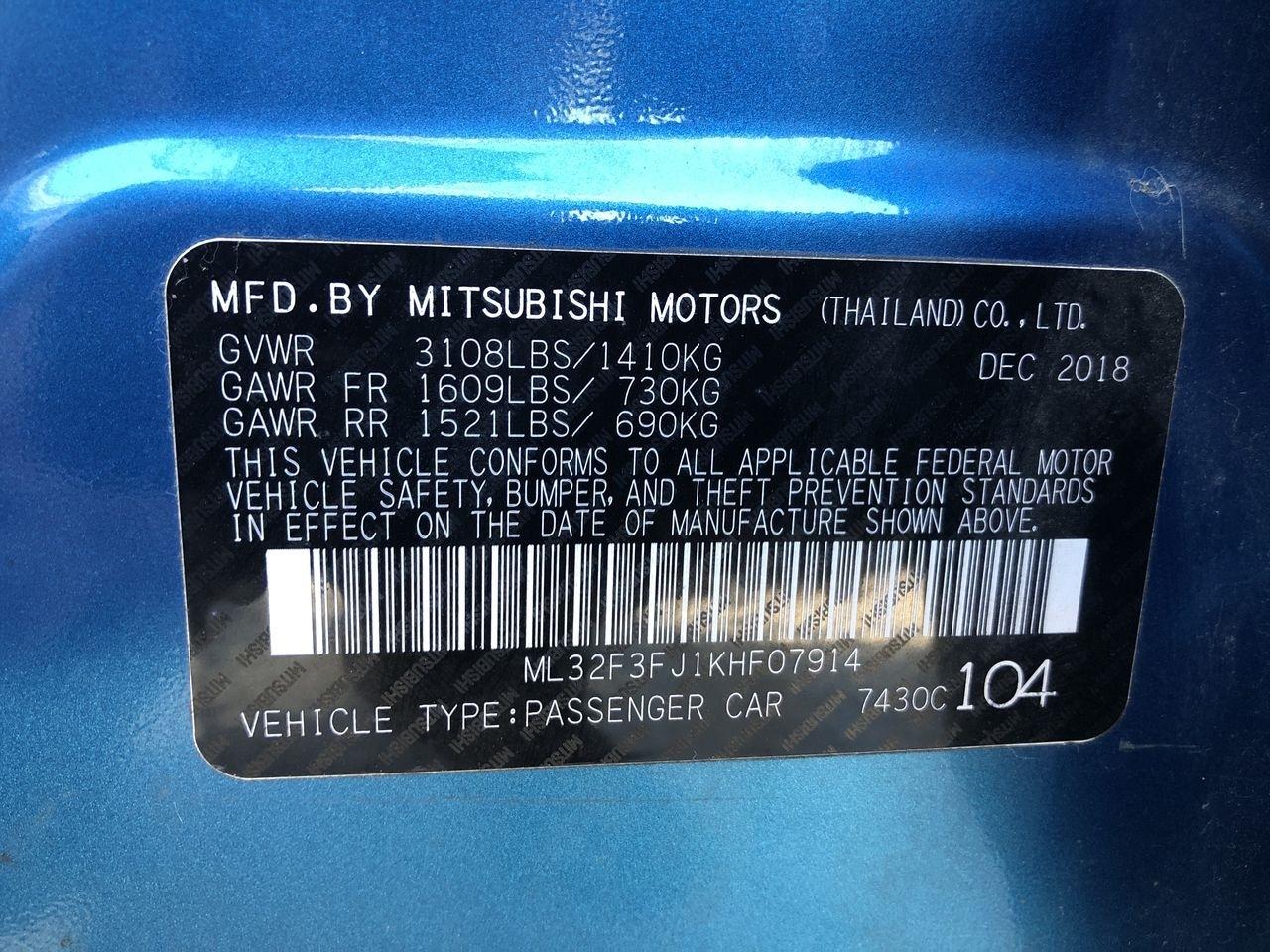 Mitsubishi Mirage G4 ES Manual 2019