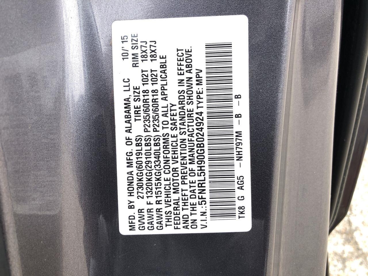 Honda Odyssey 5dr Touring Elite 2016