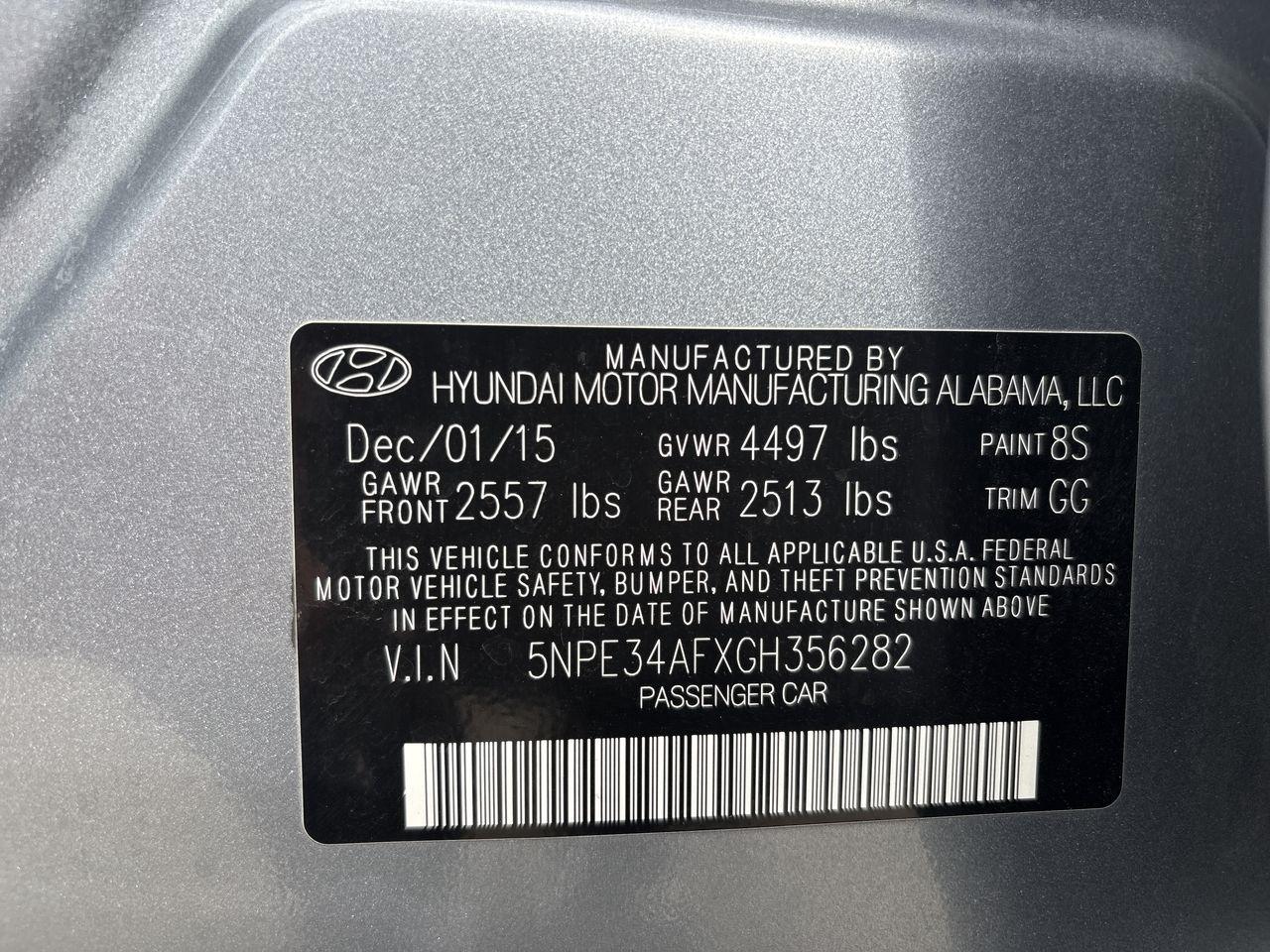 Hyundai Sonata 4dr Sdn 2.4L Limited 2016