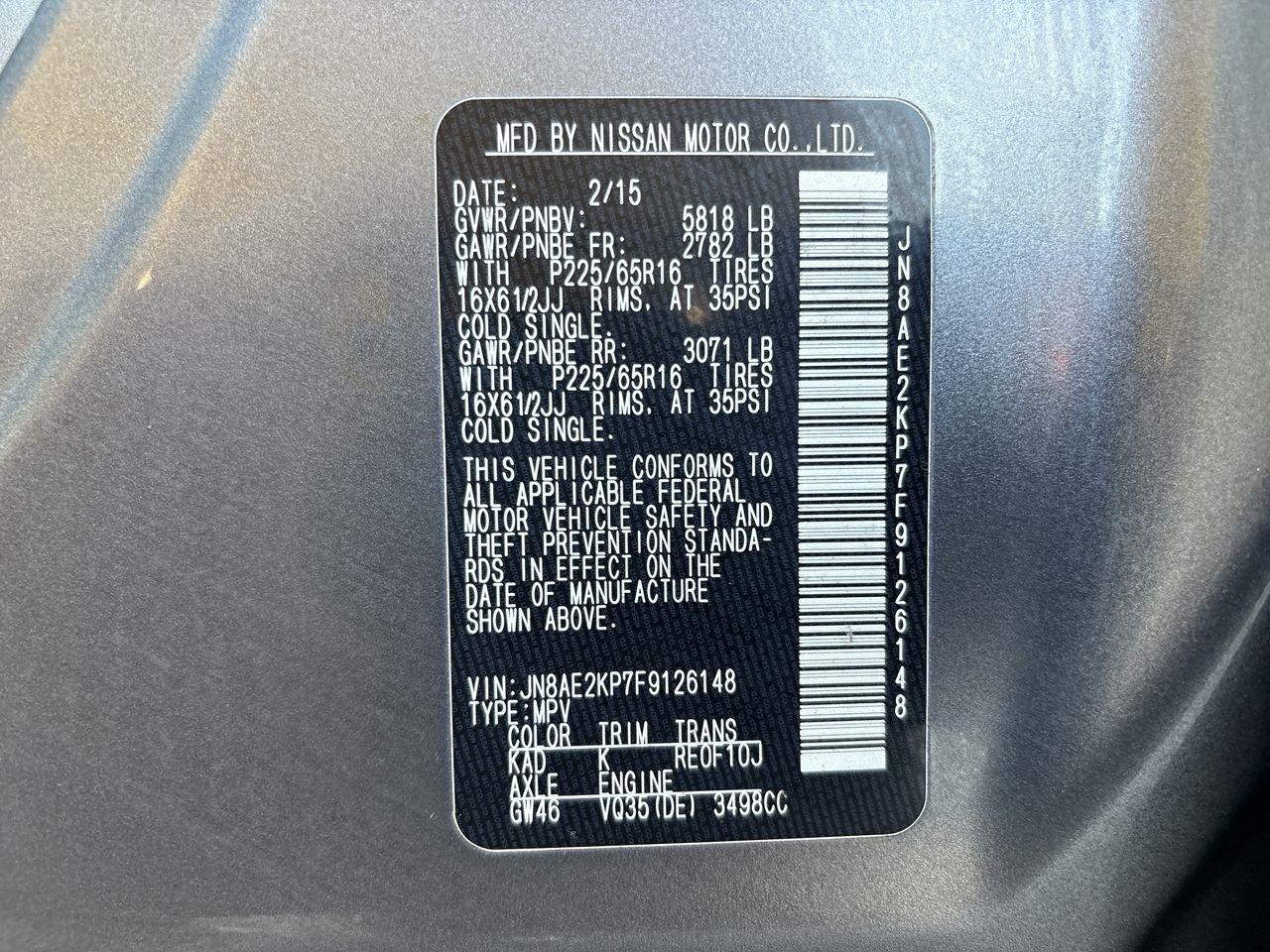 Nissan Quest 4dr S 2015