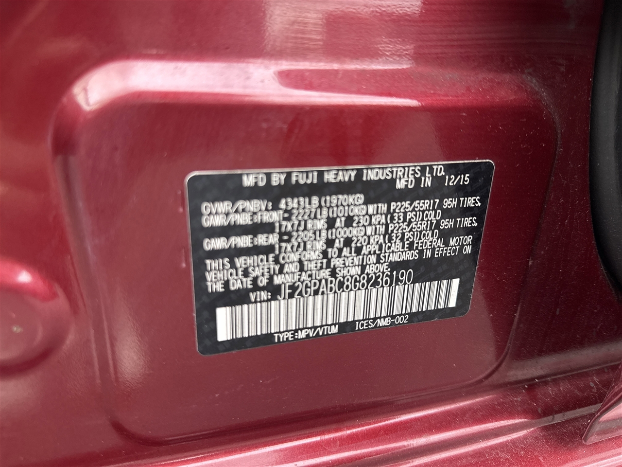 Subaru Crosstrek 5dr CVT 2.0i Premium 2016