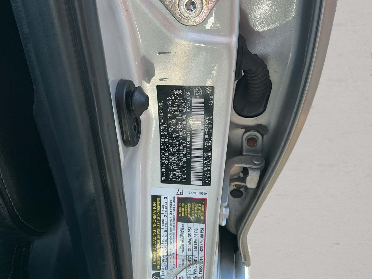 Toyota Camry 4dr Sdn I4 Auto XLE (Natl) 2013