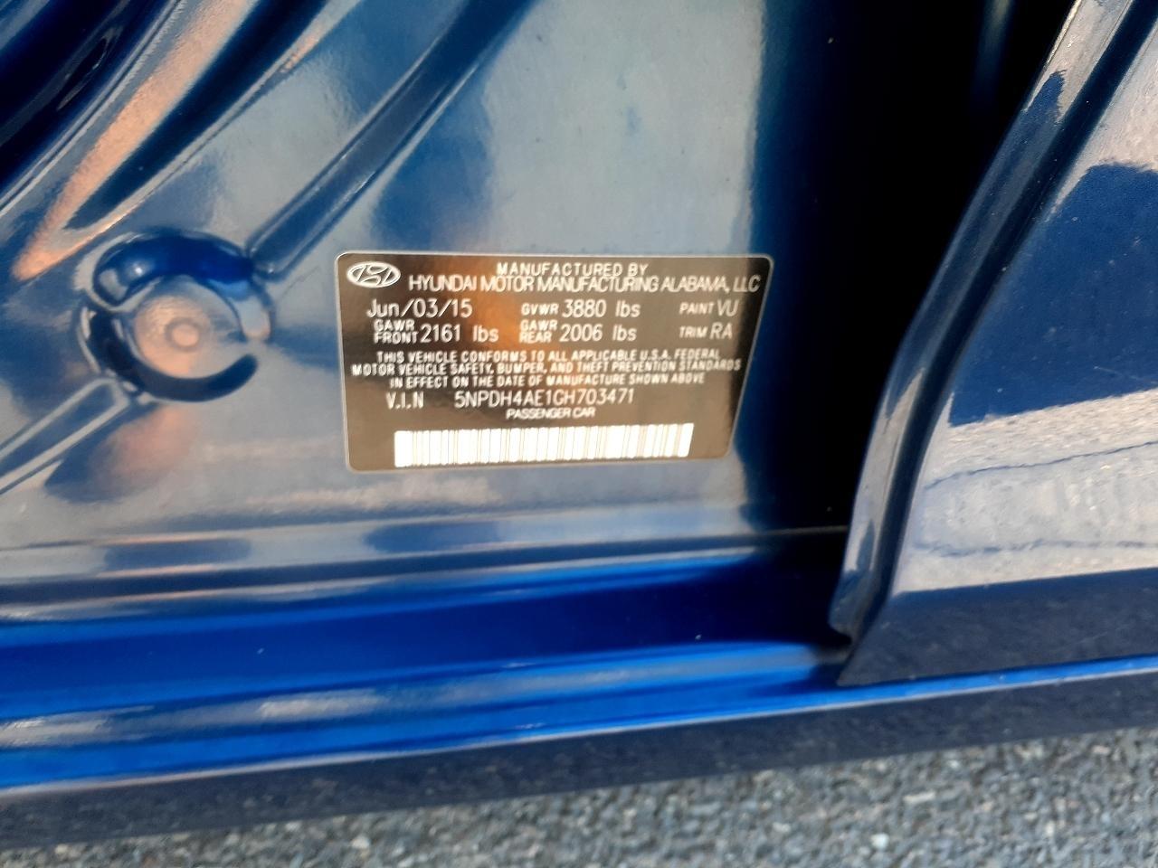 Hyundai Elantra 4dr Sdn Auto SE (Alabama Plant) 2016