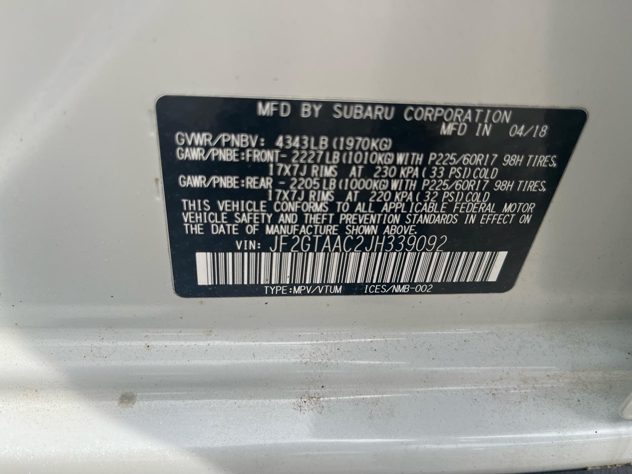 Subaru Crosstrek 2.0i CVT 2018