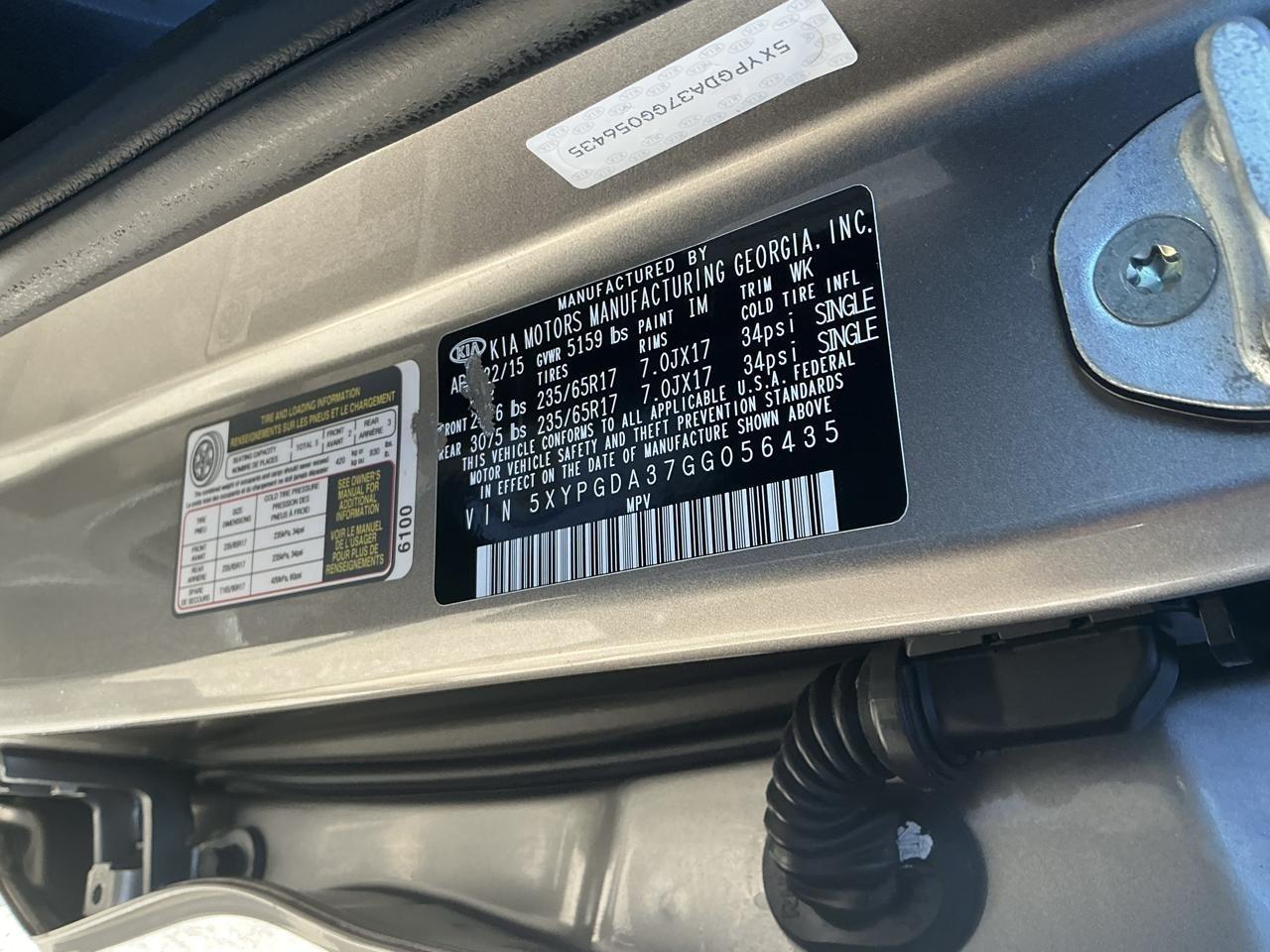 Kia Sorento AWD 4dr 2.4L LX 2016