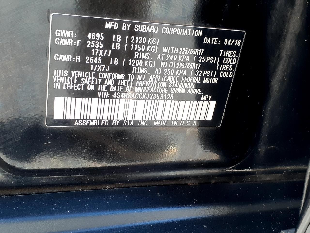 Subaru Outback 2.5i Premium 2018
