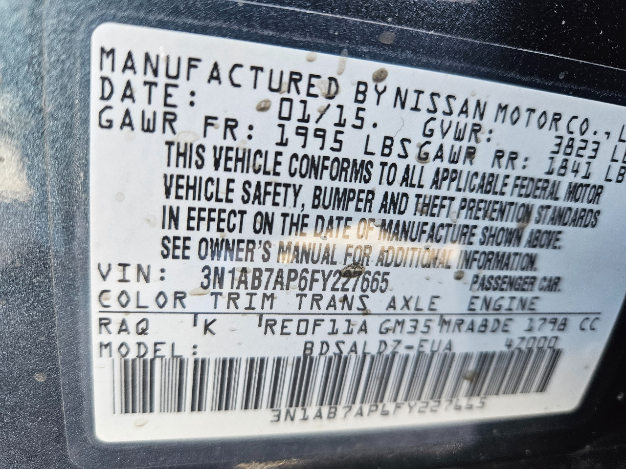 Nissan Sentra FE+ S 2015