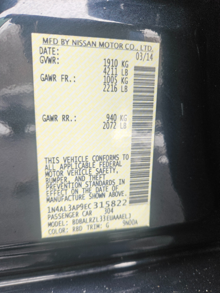 Nissan Altima 2.5 S Sedan 2014