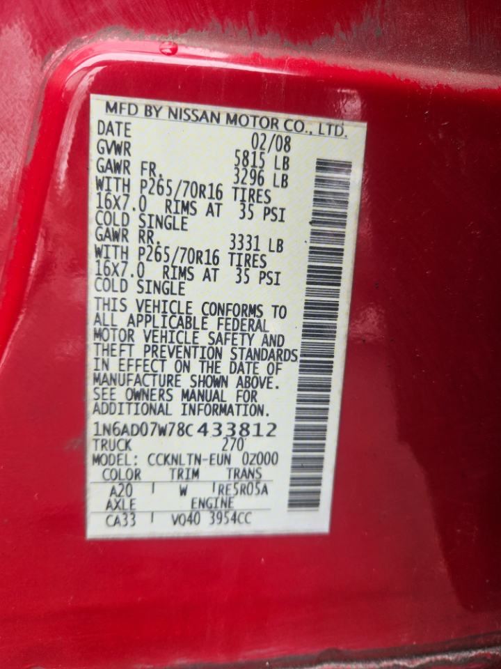 Nissan Frontier LE Crew Cab 4WD 2008