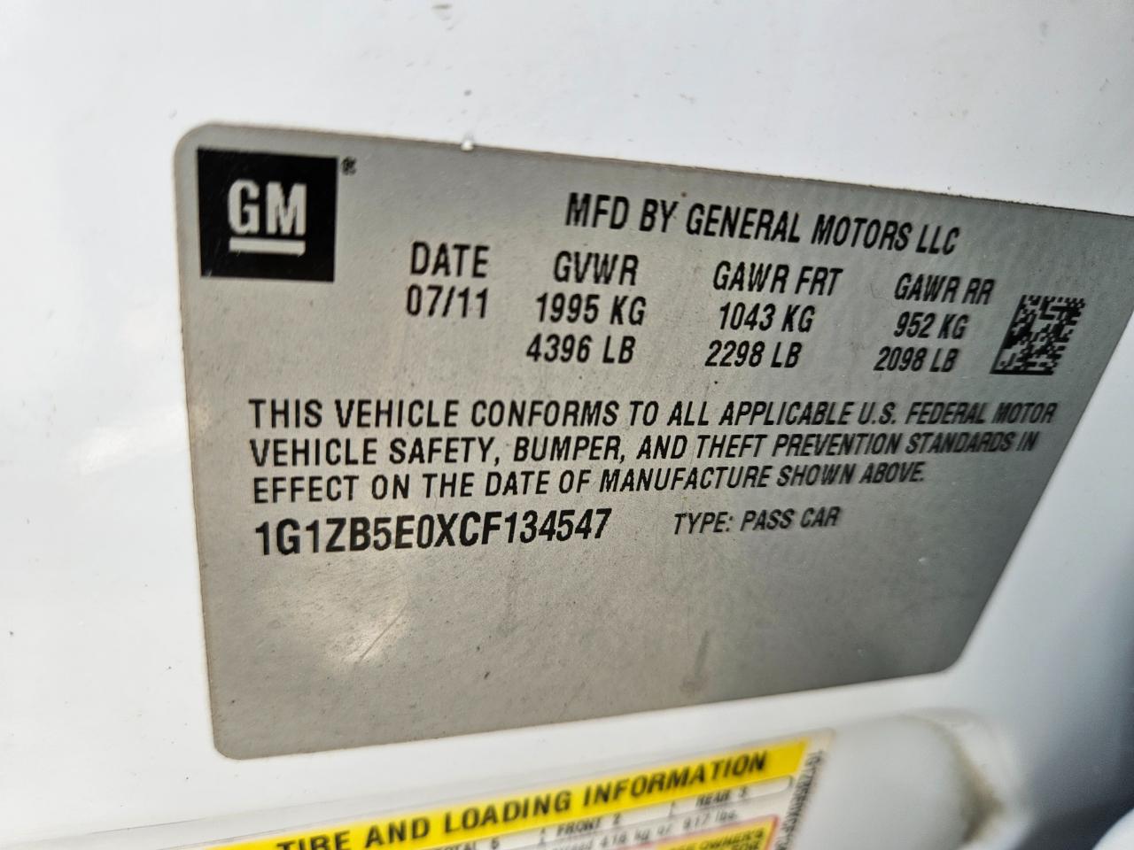 Chevrolet Malibu LS 2012