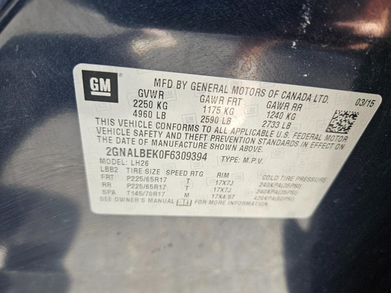 Chevrolet Equinox 1LT 2WD 2015