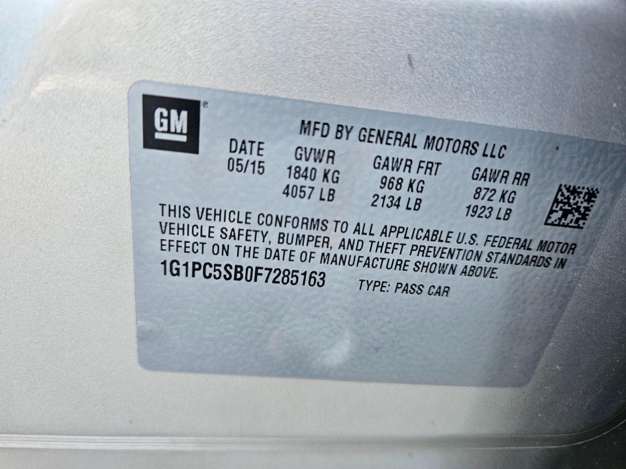 Chevrolet Cruze 1LT Auto 2015