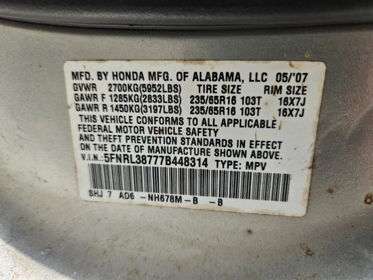 Honda Odyssey EX-L w/ DVD and Navigation 2007
