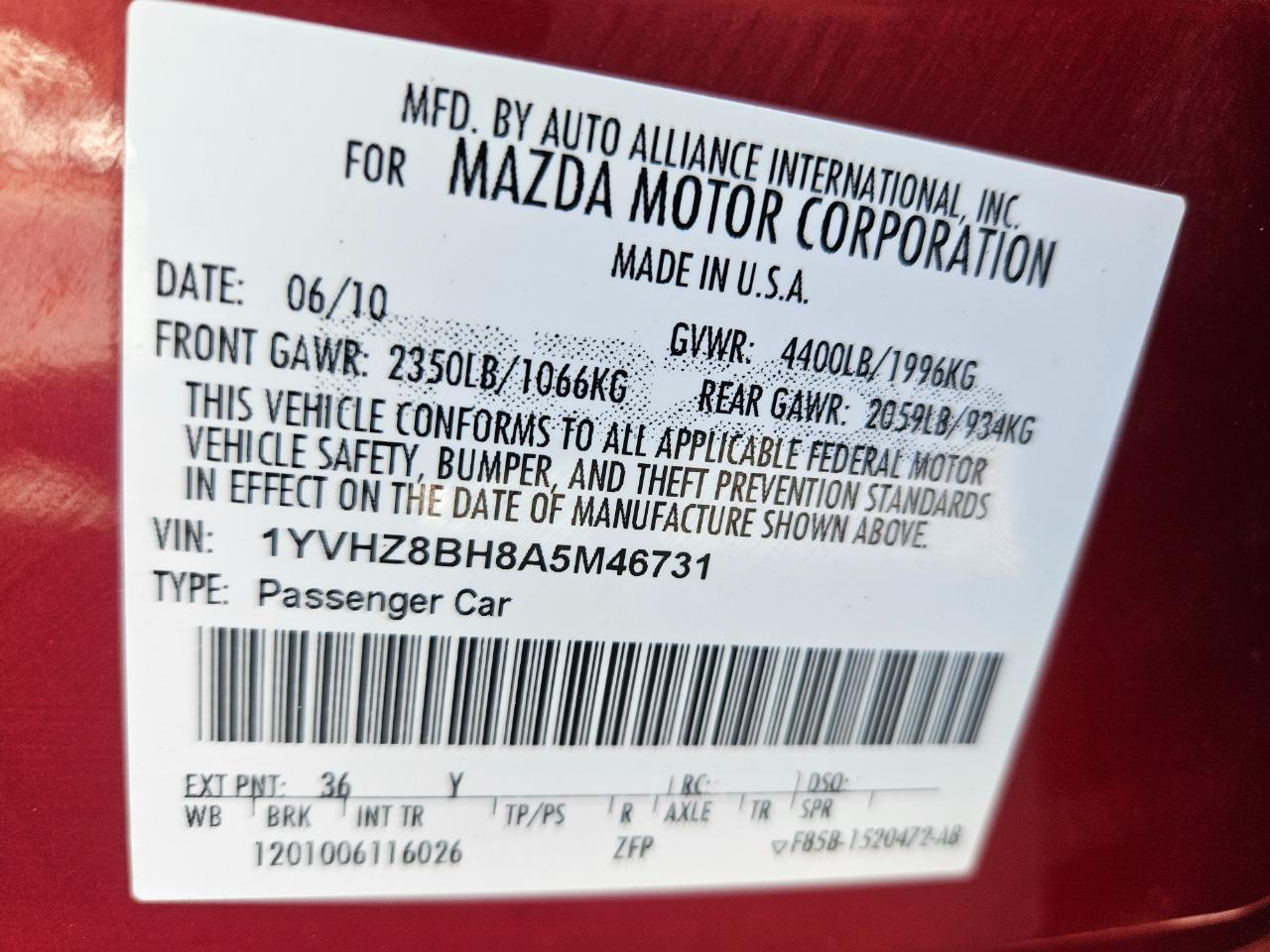 Mazda MAZDA6 i SV 2010