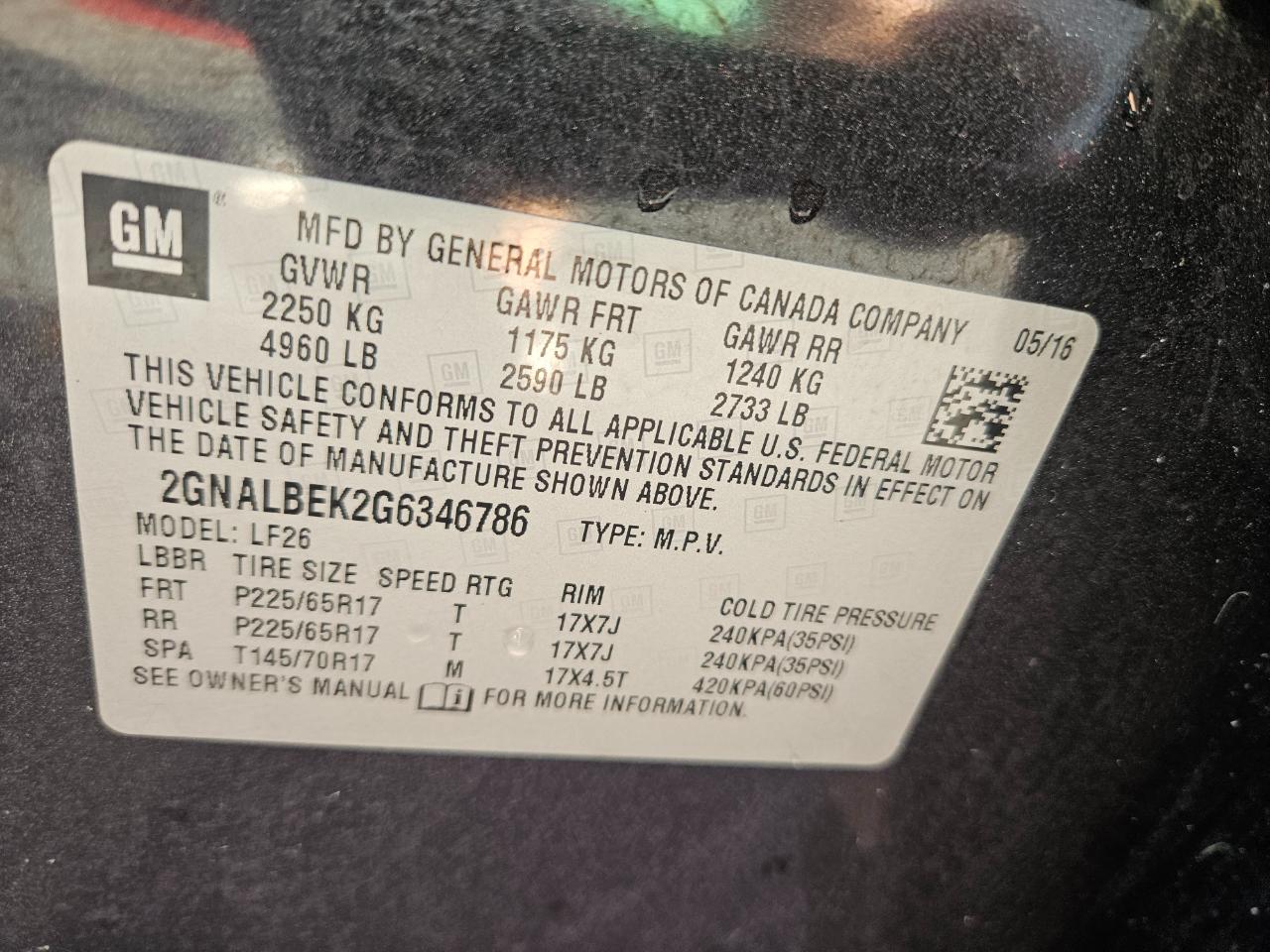 Chevrolet Equinox LS 2WD 2016