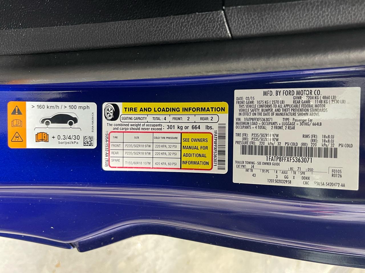 Ford Mustang 2dr Conv GT Premium 2015