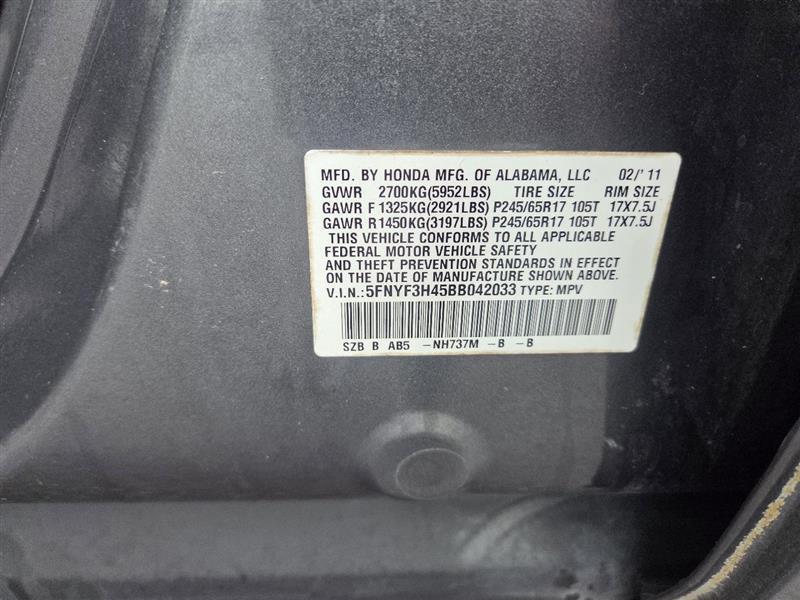 Honda Pilot EX 2WD 5-Spd AT 2011