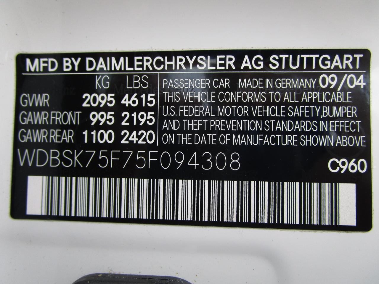 Mercedes-Benz SL-Class 2dr Roadster 5.0L 2005