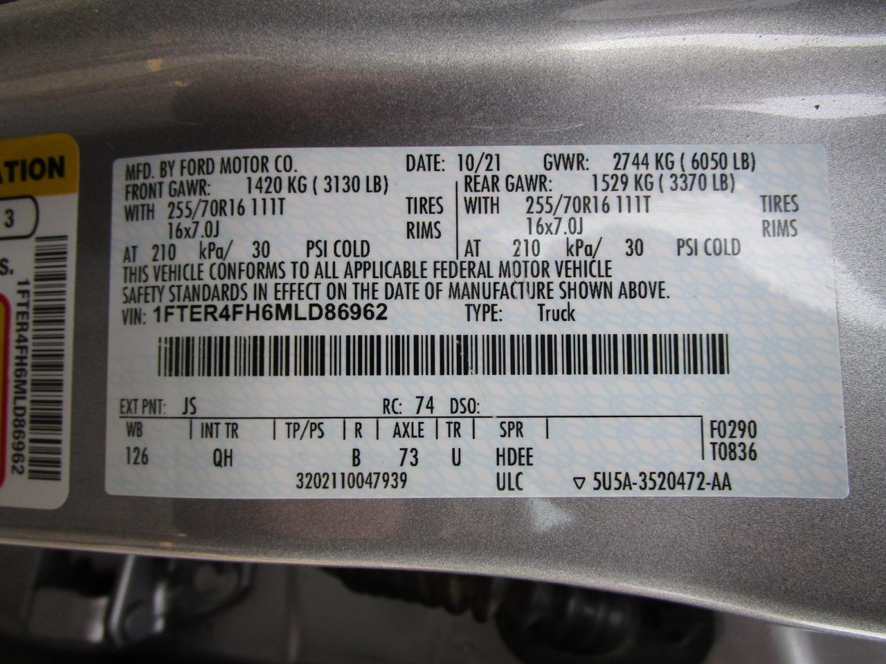 Ford Ranger XL 4WD SuperCrew 5' Box 2021