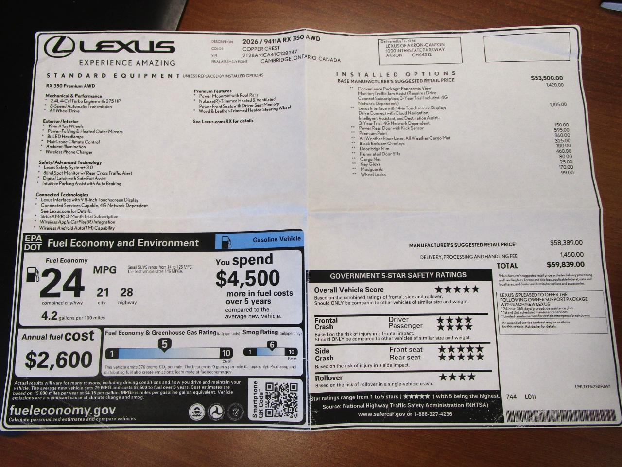 Lexus RX RX 350 AWD 2026