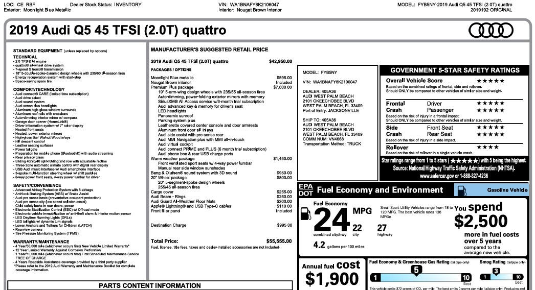 Audi Q5 2.0T Premium Plus quattro 2019