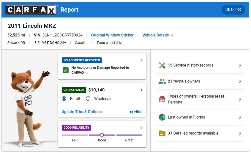 Lincoln MKZ FWD 2011