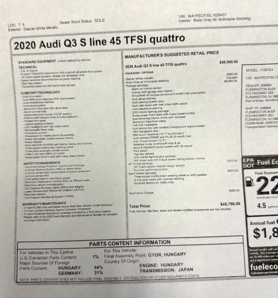 Audi Q3 S line Prestige quattro 2020