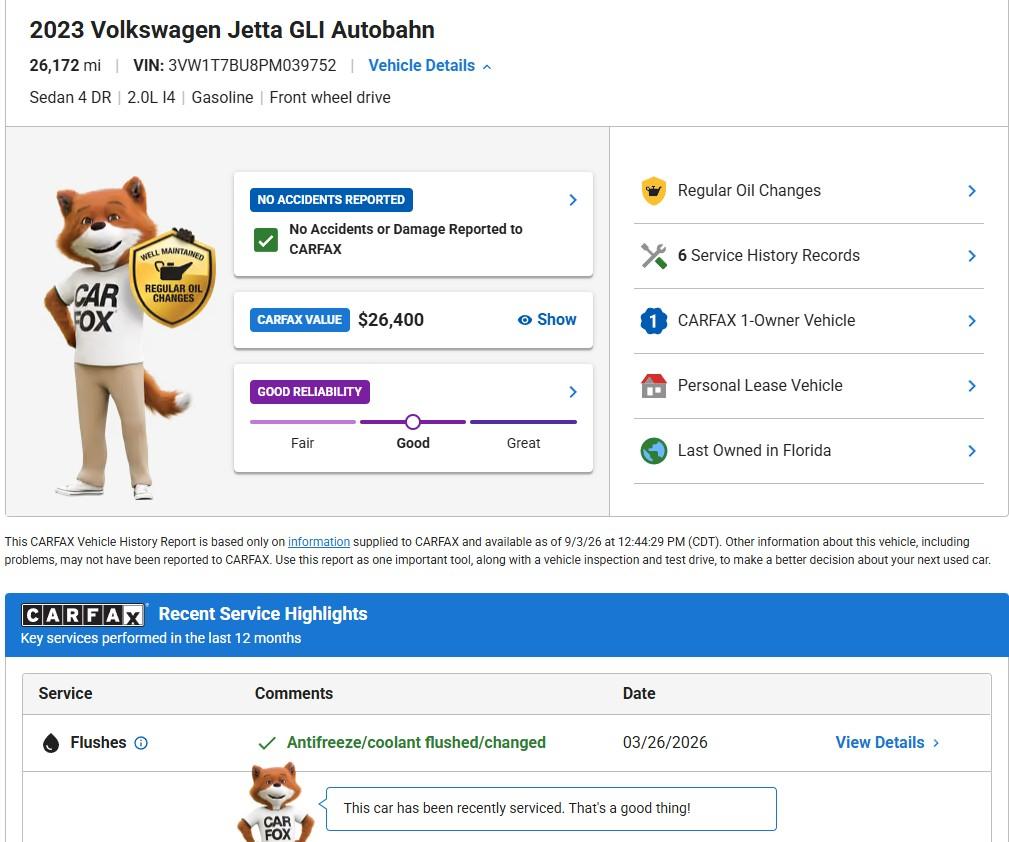 Volkswagen Jetta GLI Autobahn 6M 2023