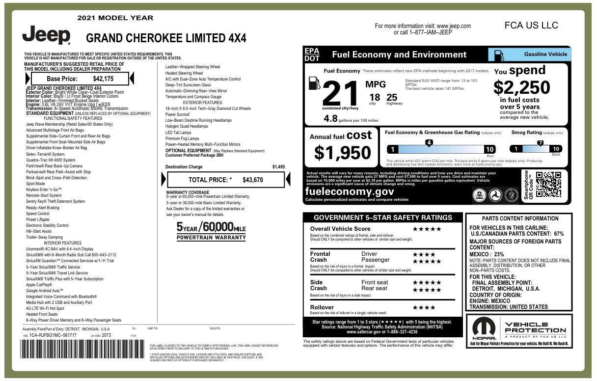 Jeep Grand Cherokee Limited 4WD 2021