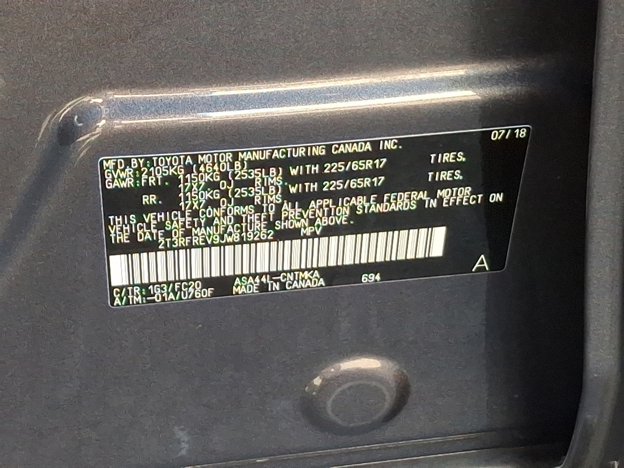 Toyota RAV4  2018 Toyota RAV4  2018