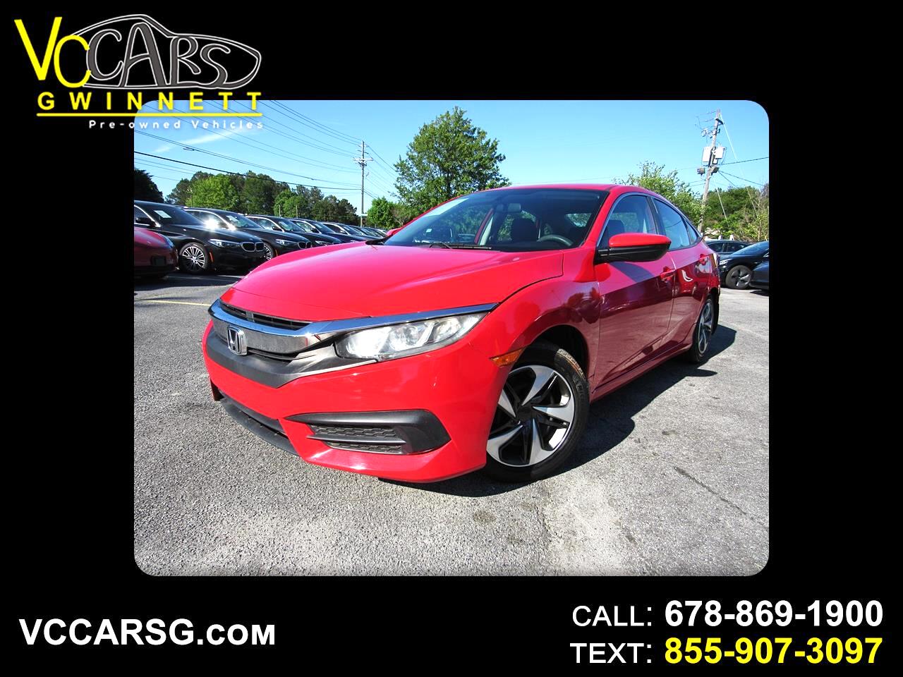 Used 2016 Honda Civic LX Sedan CVT for Sale in Duluth GA 30096 VC Cars