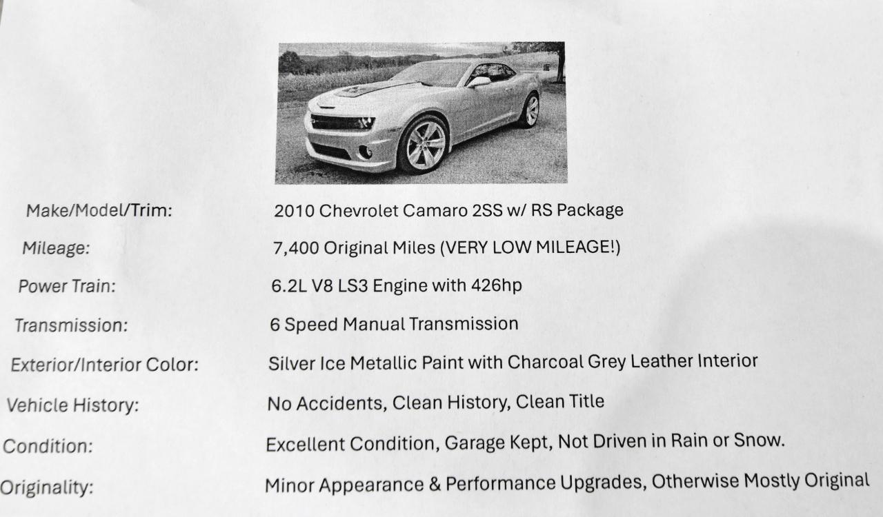 Chevrolet Camaro 2dr Cpe 2SS 2010