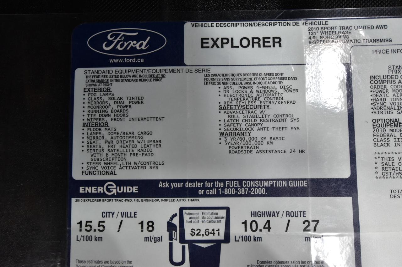 Ford Explorer Sport Trac AWD 4dr V8 Adrenalin 2010