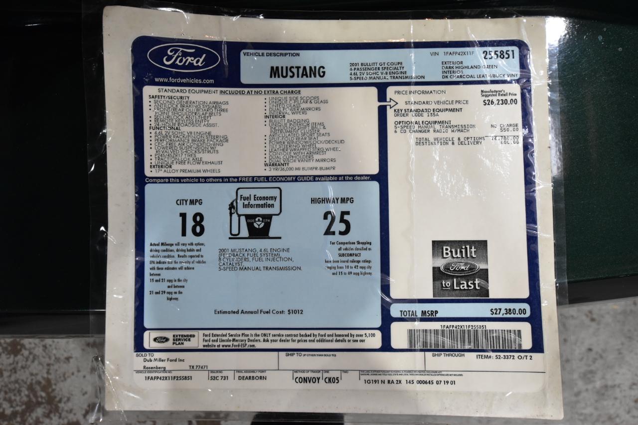 Ford Mustang 2dr Cpe GT Bullitt Edition 2001