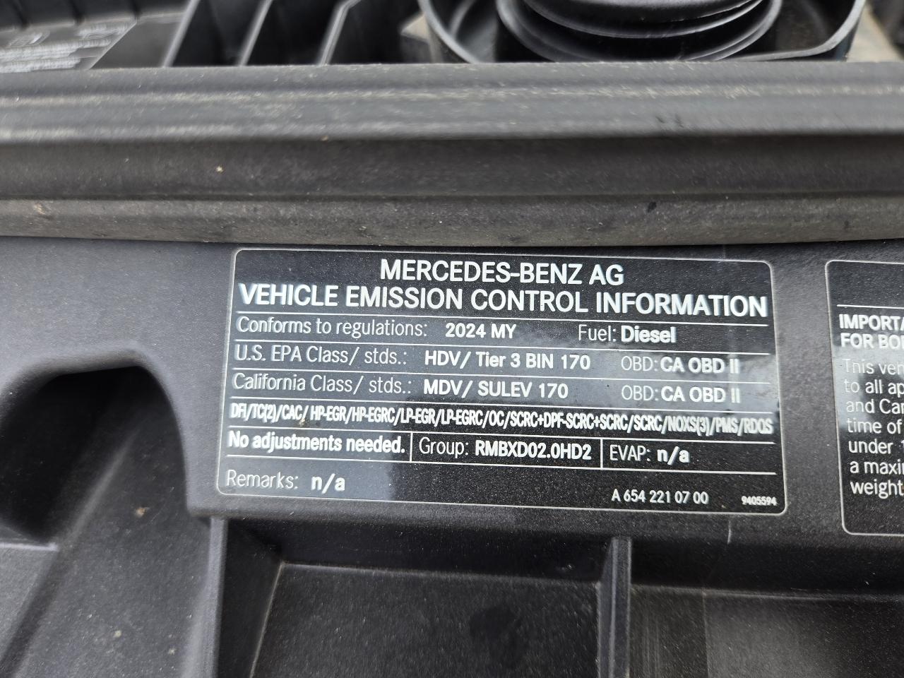 Mercedes-Benz Sprinter Van 2500 High Roof I4 Diesel 170" RWD 2024