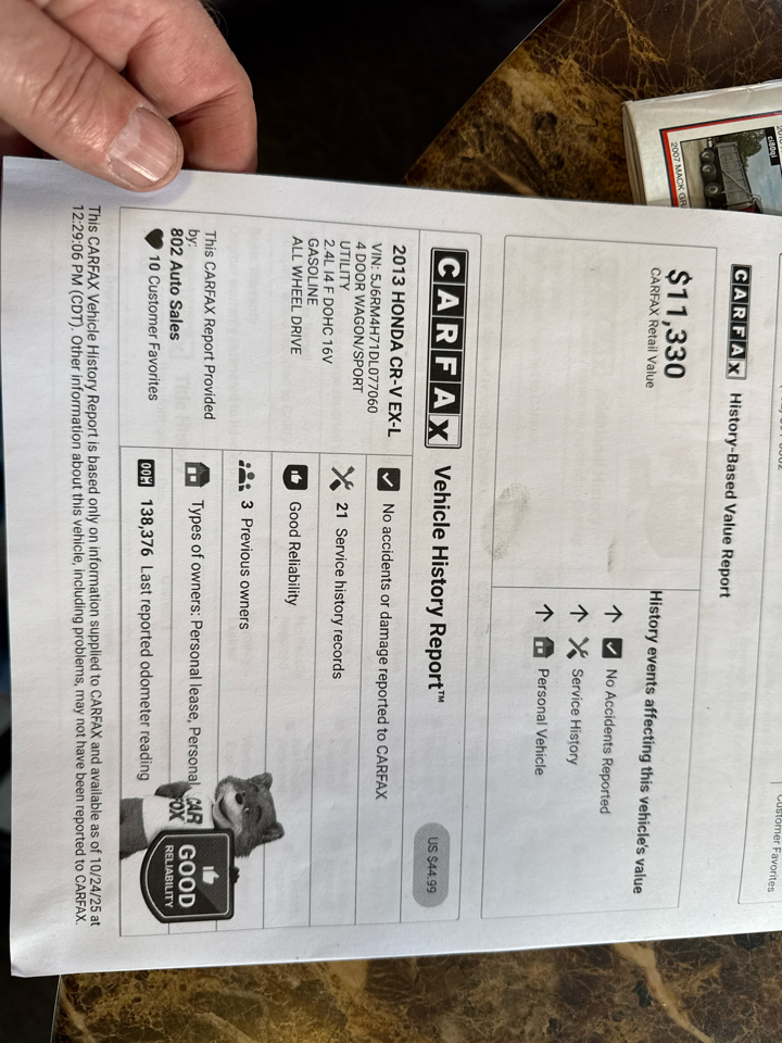 Honda CR-V EX-L 4WD 5-Speed AT 2013 Honda CR-V EX-L 4WD 5-Speed AT 2013