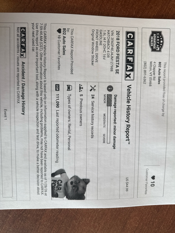 Ford Fiesta SE Hatchback 2018