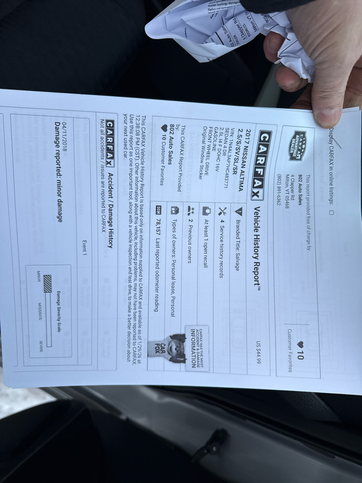 Nissan Altima 2.5 S 2017