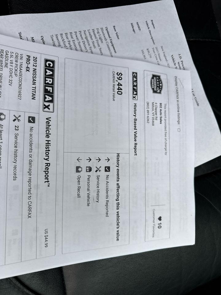 Nissan Titan SV Crew Cab 4WD 2012