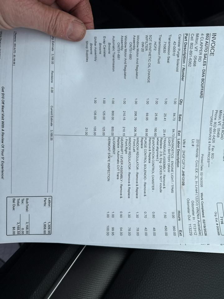 Honda Civic EX Sedan CVT 2018