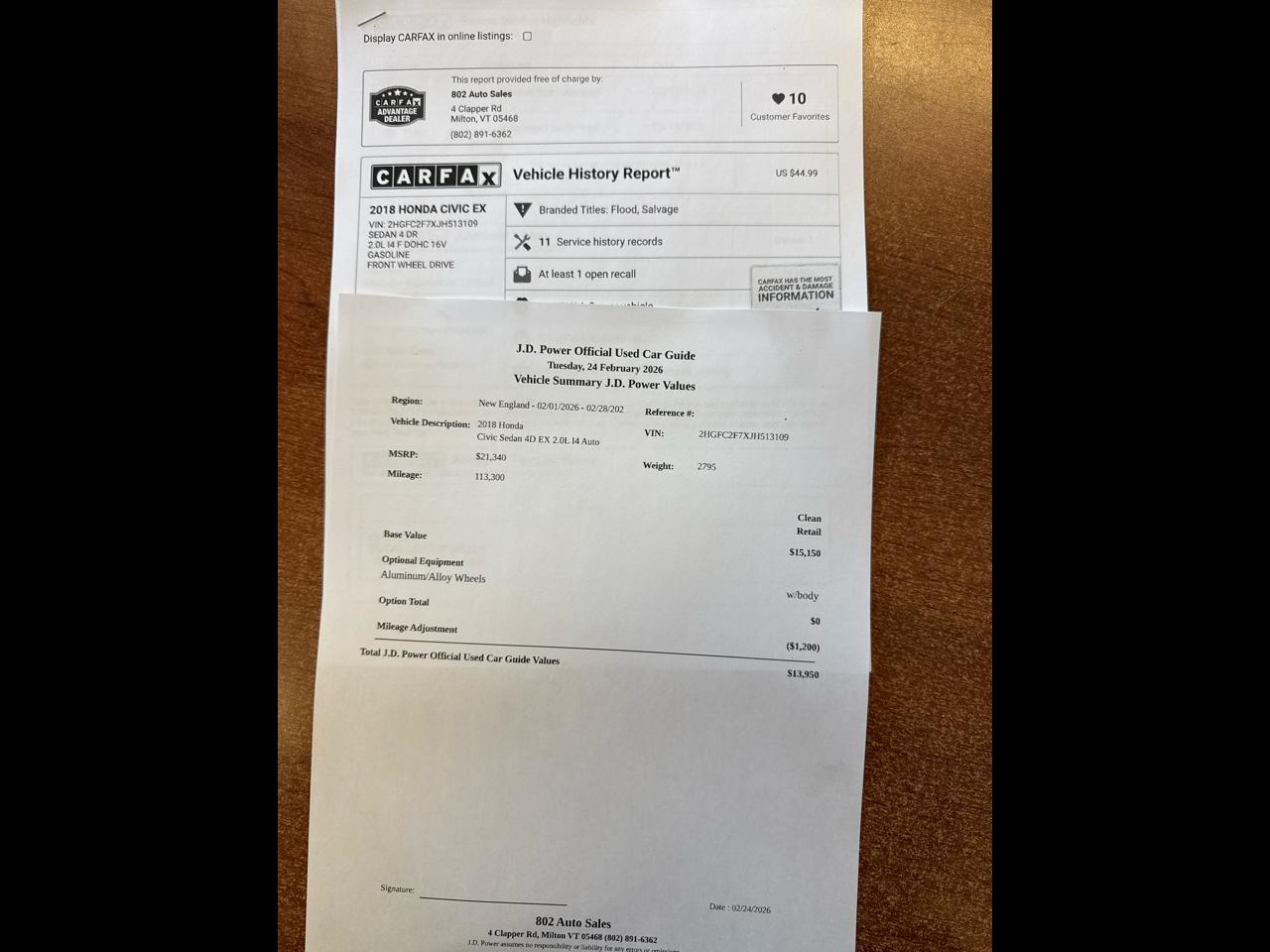 Honda Civic EX Sedan CVT 2018