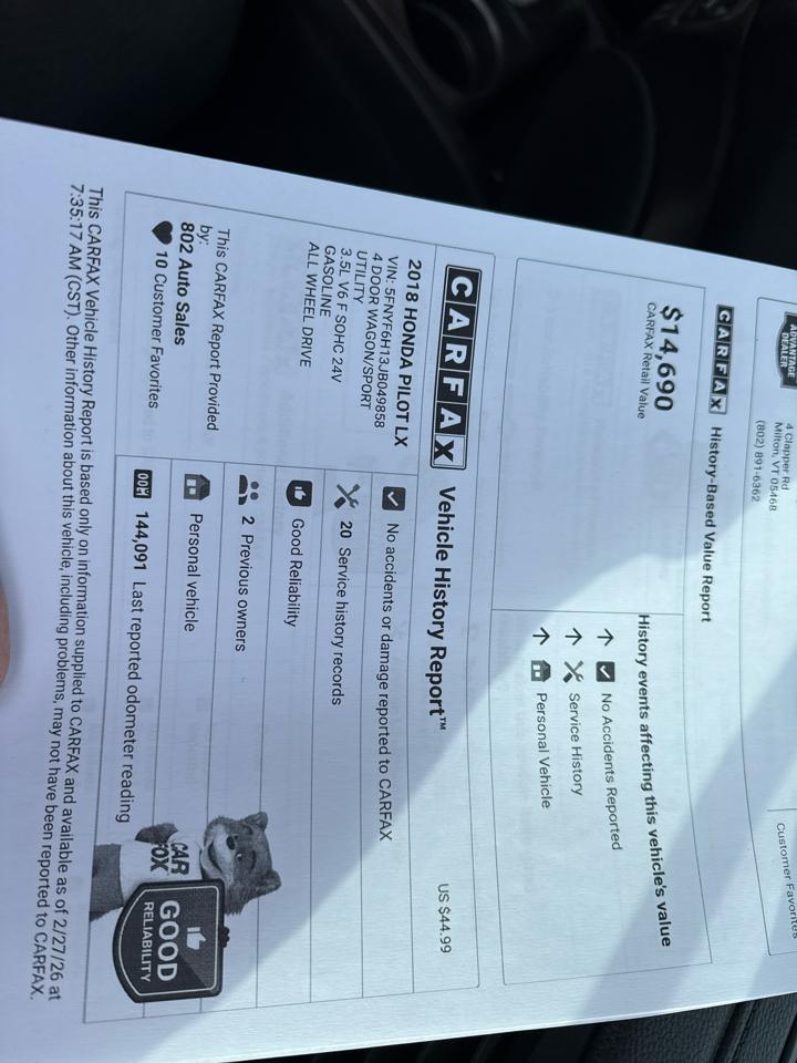 Honda Pilot LX 4WD 2018