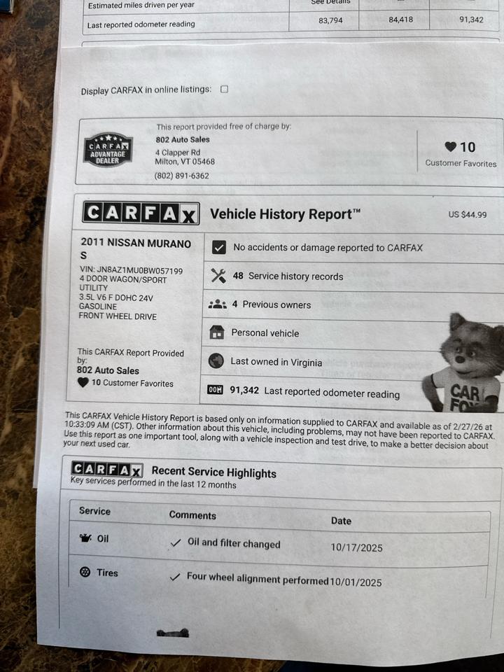 Nissan Murano SL 2011