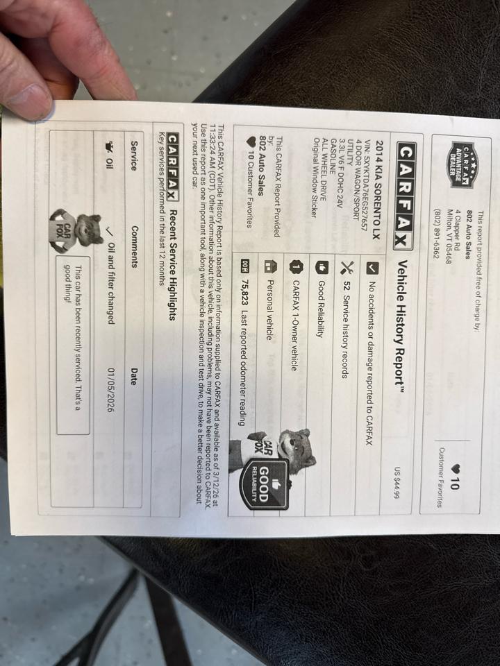 Kia Sorento LX V6 AWD 2014