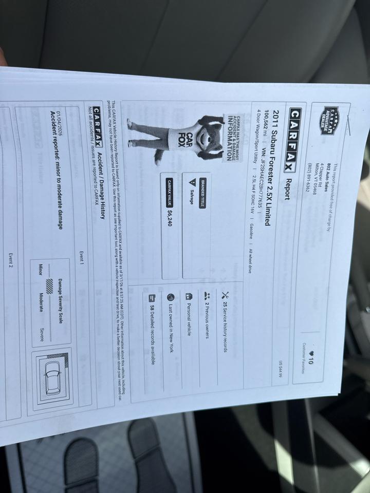 Subaru Forester 2.5X Limited 2011