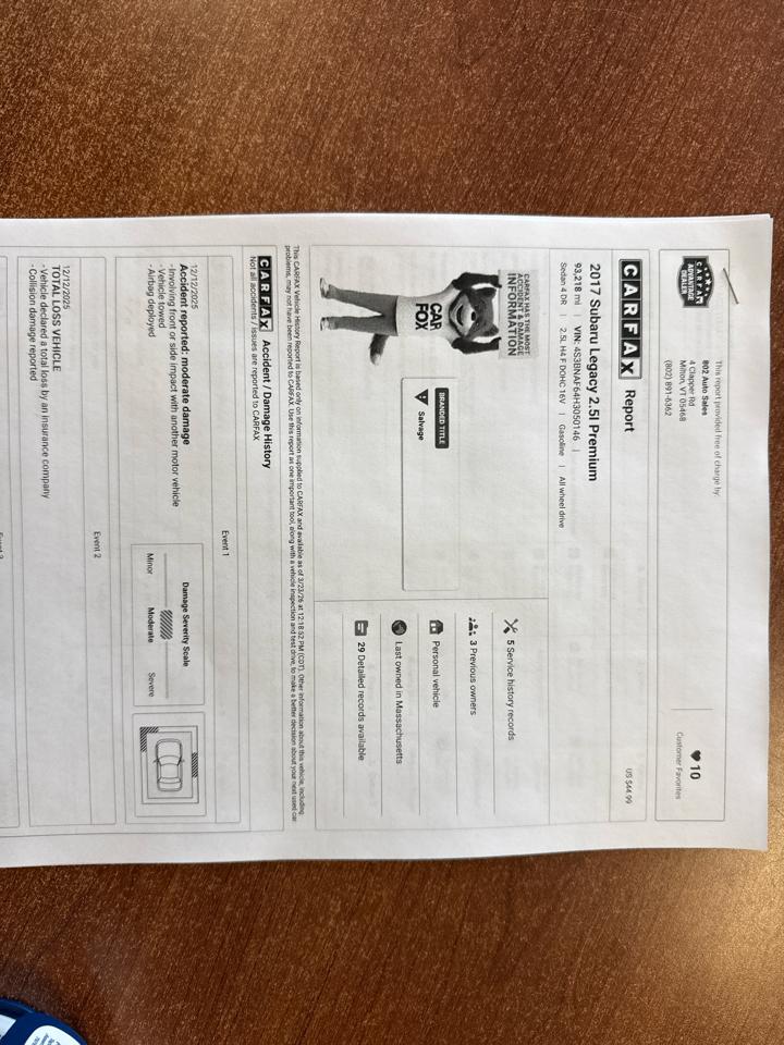 Subaru Legacy 2.5i Premium 2017