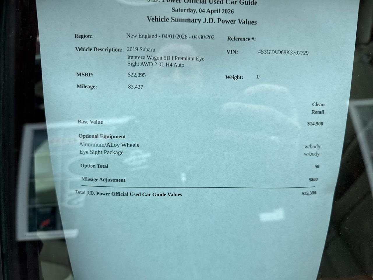 Subaru Impreza 2.0i Premium CVT 5-Door 2019