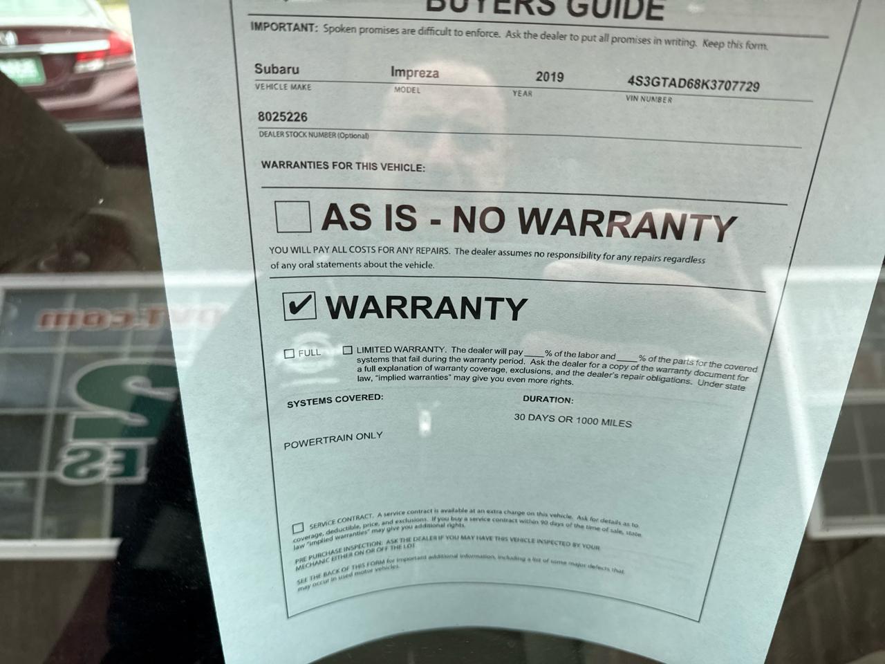 Subaru Impreza 2.0i Premium CVT 5-Door 2019