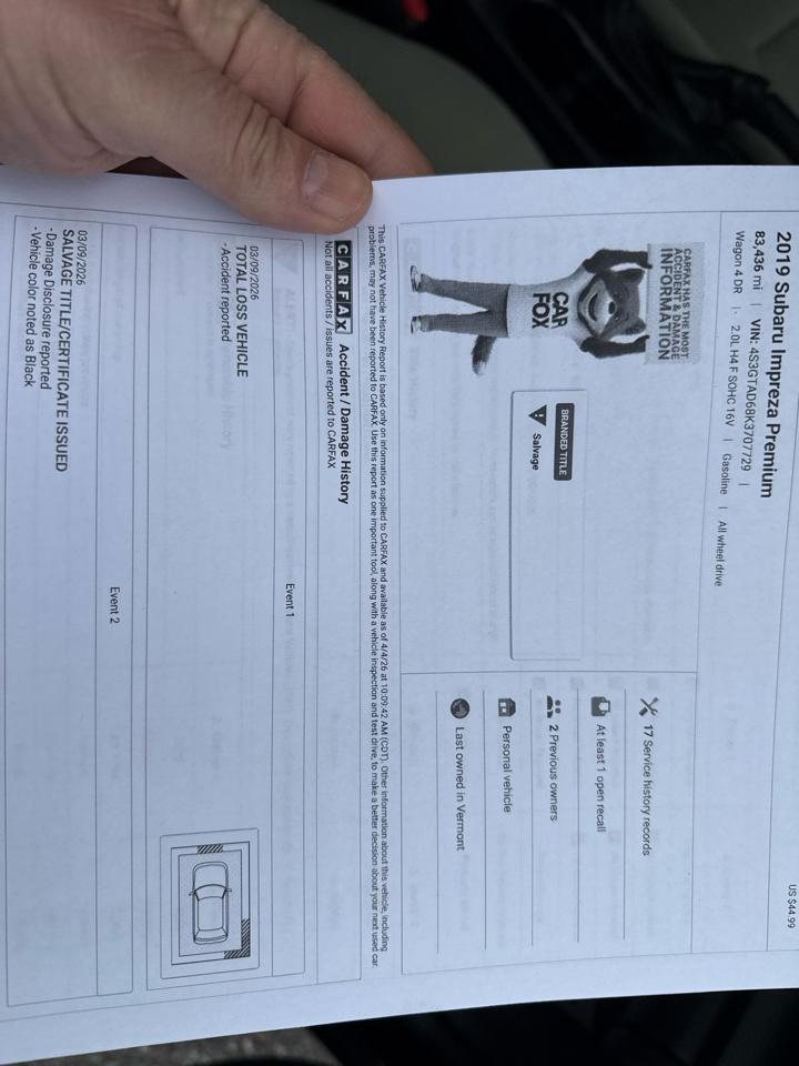 Subaru Impreza 2.0i Premium CVT 5-Door 2019