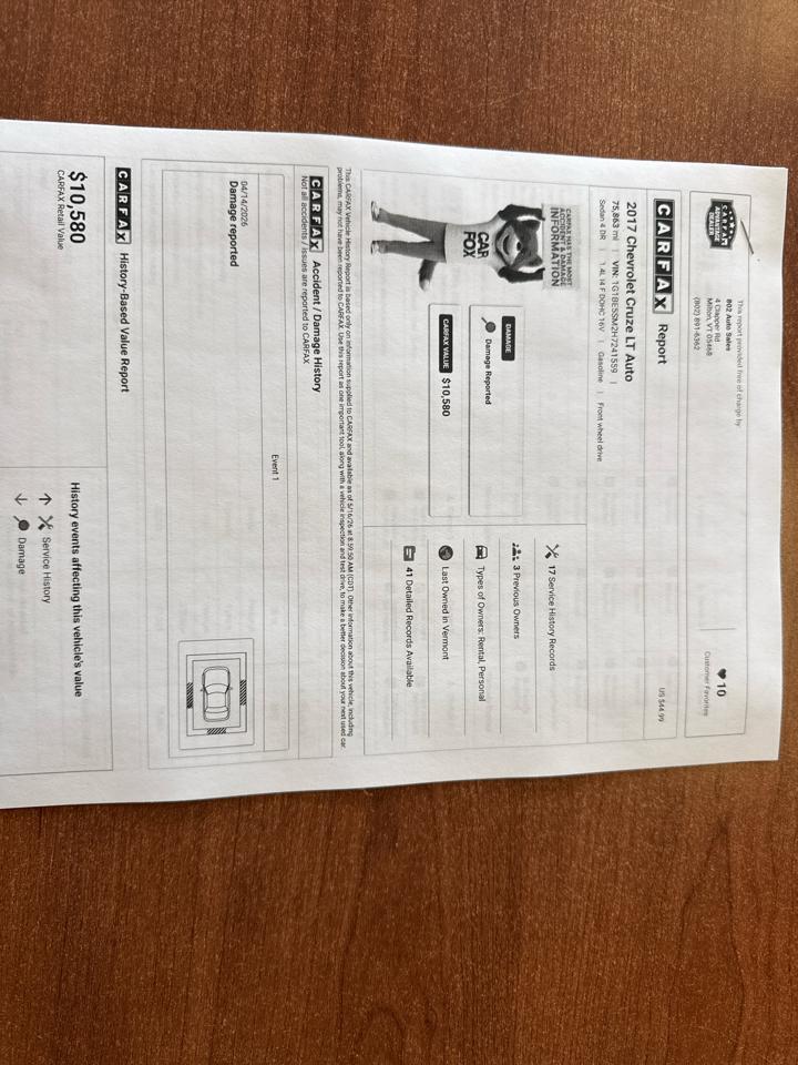 Chevrolet Cruze LT Auto 2017